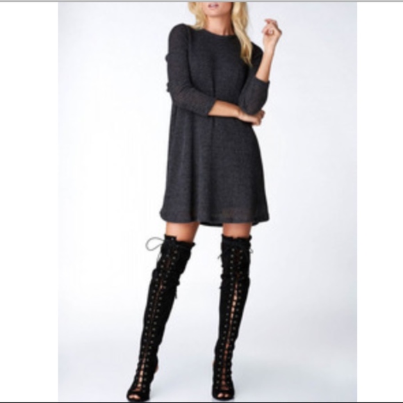SHEIN Dresses & Skirts - Last One! Dark Grey Crew Neck Casual Sweater Dress